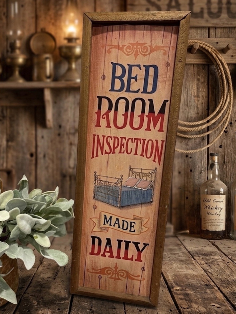 Vintage wall plaque – “Bedroom inspection made daily”
